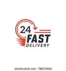 Fast delivery 24 hour. Delivery label for online shopping. Worldwide shipping. Vector illustration