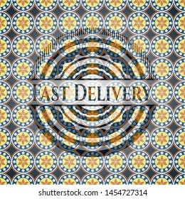 Fast Delivery arabesque style badge. arabic decoration.