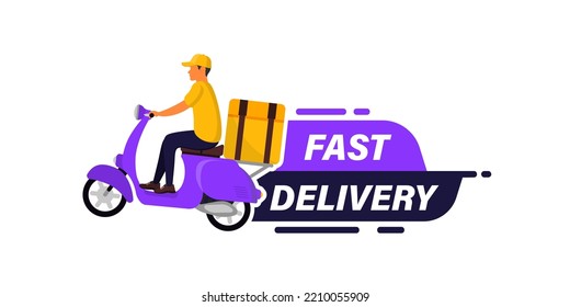 Fast Delivery Badge For Advertisement. Free Shipping Delivery Service. Quick Shipping Delivery. Courier On A Scooter Moving Fast. Fast Online Service 24 7. Fast Time Delivery Order With Man On Scooter