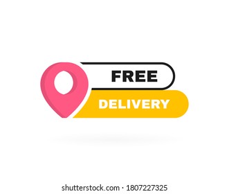 Fast delivery badge with map pin. Banner template design for business, marketing and advertising. Modern vector illustration.