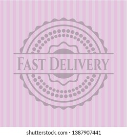 Fast Delivery badge with pink background. Vector Illustration. Detailed.