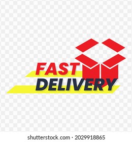 Fast Delivery banner design, red and yellow color, Vector Illustration with transparent background.