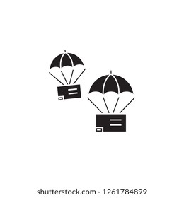 Fast delivery black vector concept icon. Fast delivery flat illustration, sign