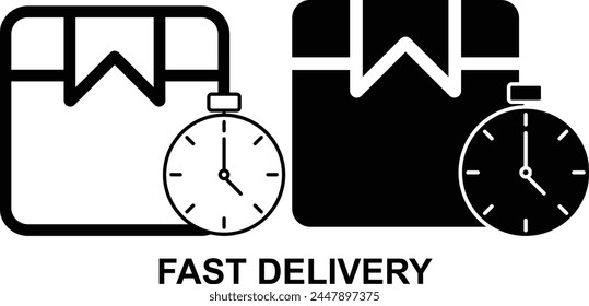 Fast Delivery Black and White icon set. Editable Set of Delivery and Logistics web icons in line and fill style. High quality business icon set of Logistics