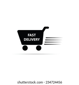 fast delivery black and white vector illustration