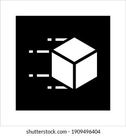 fast delivery box gift service icon on white background. color editable