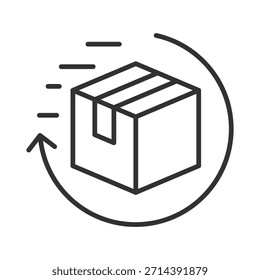 Fast delivery box icon in line design. box, speed, quick, delivery, logistics, moving on white background vector. fast delivery editable stroke icon