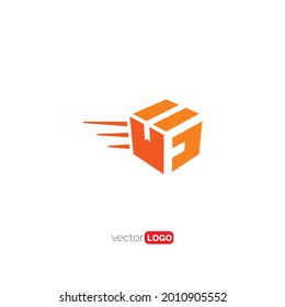 Paquete de caja de entrega rápida con icono de letra F, símbolo,Modelo de plantilla de vectores de diseño de logotipo Ilustración
