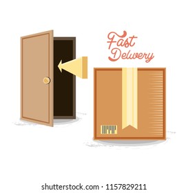 fast delivery with box travel vector ilustration