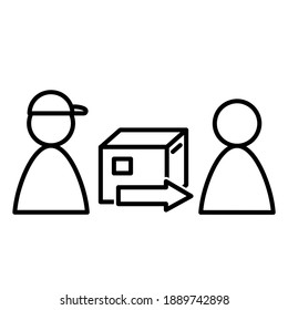 Fast delivery by courier icon. Pictogram for web site. Outline stroke simple icon. Speed delivery illustration.