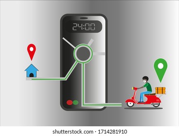 Fast delivery by scooter on mobile