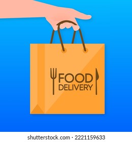Fast delivery by scooter on mobile. E-commerce concept. Online food order infographic.