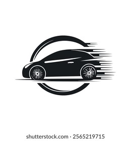 Fast delivery car icon. black and white Fast car icon silhouettes vector