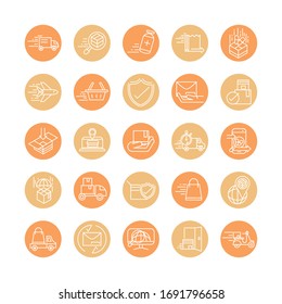 fast delivery cargo shipping commerce business icons set vector illustration block style icon