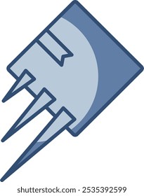 fast delivery cartoon vector icon, transparent background. replaceable blue color design