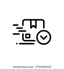 Icono de marca de verificación de entrega rápida para envío y logística