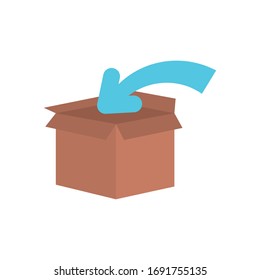 fast delivery concept, box with arrow icon over white background, flat style, vector illustration