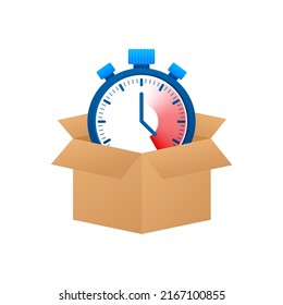 Fast delivery concept with box icon.Flat icon. Isometric vector