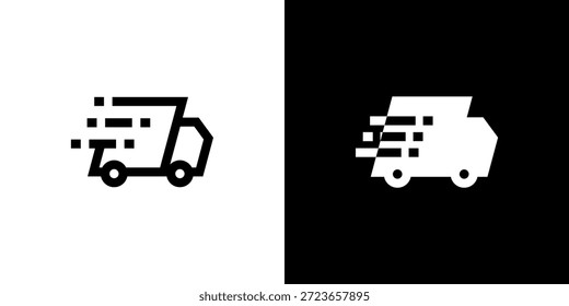 Concepto de entrega rápida con fondo blanco negro plano. Ilustración vectorial.