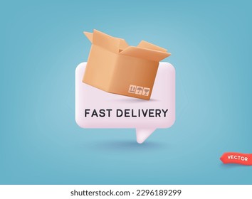 Fast delivery concept. Online shopping. 3D Vector Illustrations.