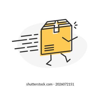 Fast delivery concept with parcel icon, vector eps10 illustration