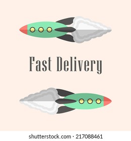 fast delivery concept with rockets. flat design modern vector illustration