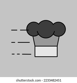 Fast delivery cook vector grayscale icon. Graph symbol for cooking web site and apps design, logo, app, UI