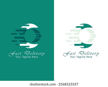 fast delivery courier service company logo vector illustration