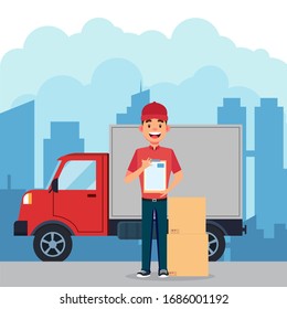 Fast delivery courier vector illustration
