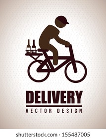 Fast delivery with cycle messenger over beige background