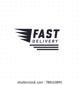 Fast delivery design in black color. Delivery label for online shopping. Worldwide shipping. Vector illustration