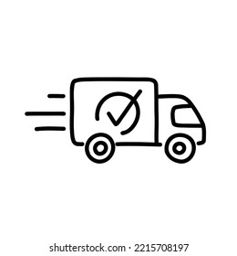 icono del doodle de entrega rápida, ilustración del vector