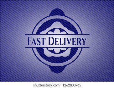 Fast Delivery emblem with jean background