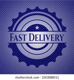 Fast Delivery emblem with jean high quality background