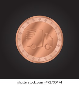 Fast Delivery embossed realistic bronze coin precious Icon / Logo Design