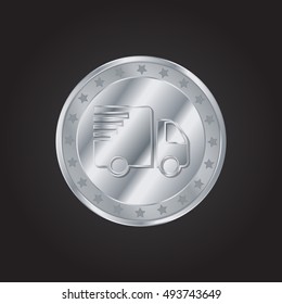 Fast Delivery embossed realistic silver / platinum coin precious Icon / Logo Design
