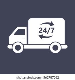 Fast delivery, express delivery, free delivery and free shipping with 24 hour clock symbol. 