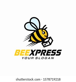 Fast Delivery Express packet Flying Bees Logo Icon Vector