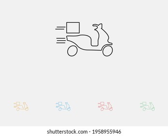 Fast delivery express Scooter or Motorcycle icon. Delivery motorbike. Shipping fast delivery motorcycle icon. Set of colorful flat design. 