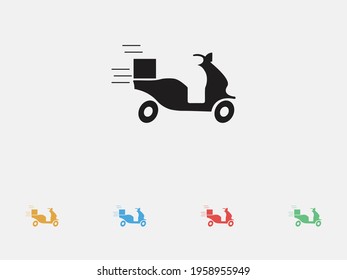 Fast delivery express Scooter or Motorcycle icon. Delivery motorbike. Shipping fast delivery motorcycle icon. Set of colorful flat design. 