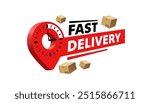 Fast delivery, express service, label emblem. Vector illustration