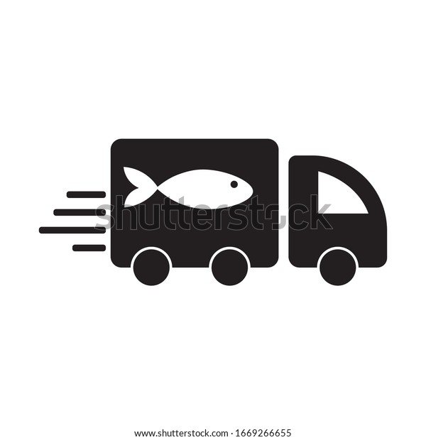 fast delivery fish\
symbol icon, truck