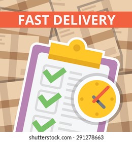 Fast delivery flat illustration. Flat design concepts for web banners, web sites, printed materials. Creative vector illustration