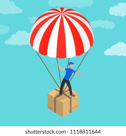 Fast delivery flat isometric vector concept.