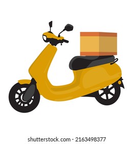 Fast delivery in flat style. Freight Forwarding Service. Motorcycle with goods. Delivery by motorbike.
