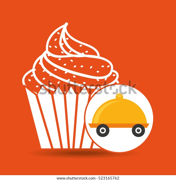 fast delivery food cup cake dessert vector
illustration eps 10