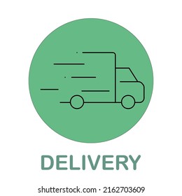 Fast delivery of goods to buyers by truck. Vector illustration