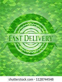Fast Delivery green emblem with mosaic background