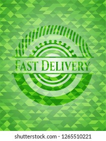 Fast Delivery green emblem with mosaic background