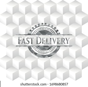 Fast Delivery grey emblem with cube white background